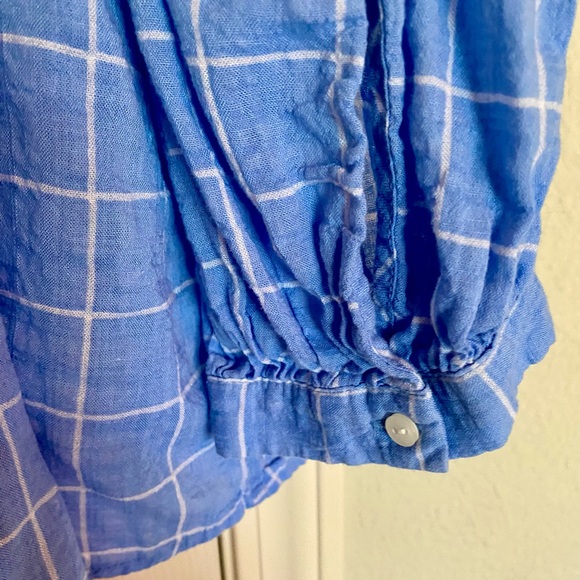 Old Navy Women’s Cotton Shirt Blouse Lightweight Blue White Plaid Medium M - Picture 4 of 7